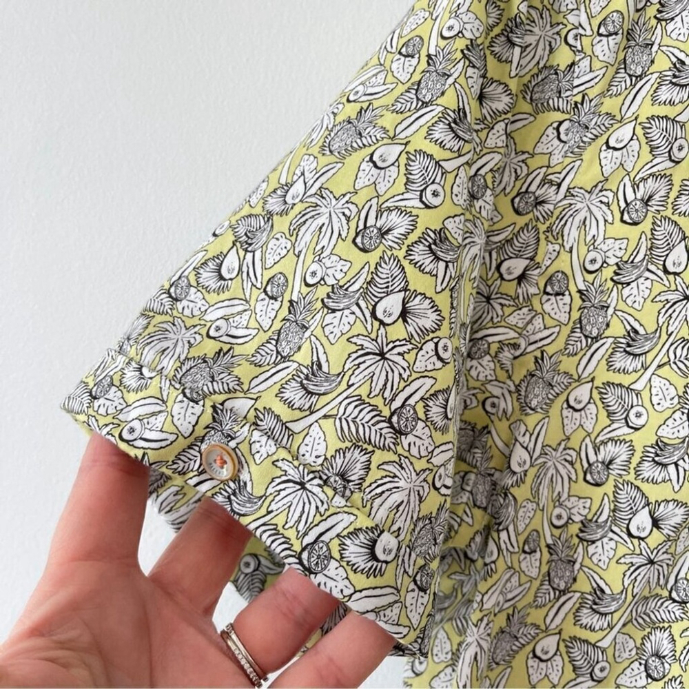 Ted Baker Short Sleeve Button Down Casual Dress shirt Tropical yellow white blk - Picture 5 of 10